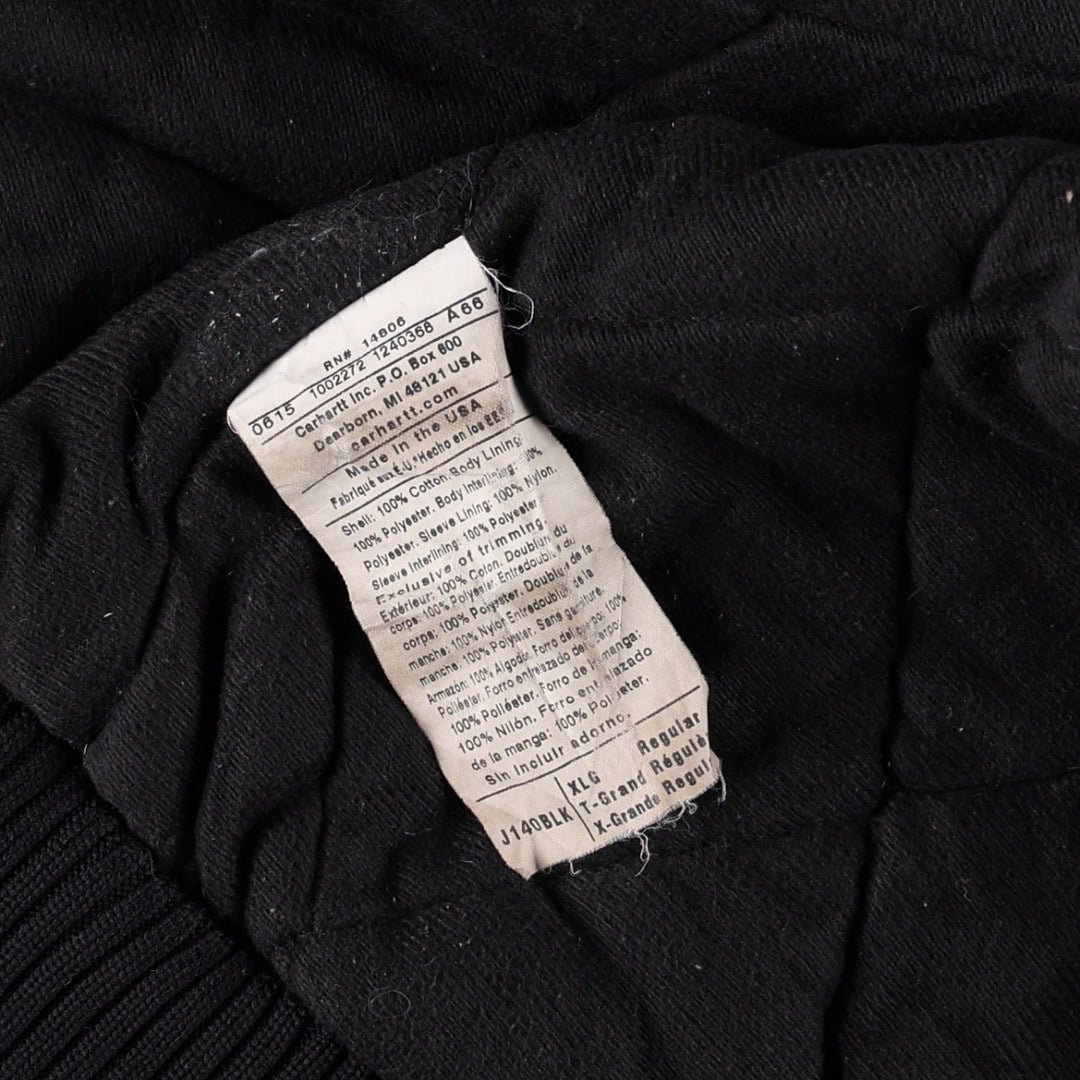 Carhartt J140 Active Jacket, Duck Full-Zip Hoodie, Made in USA, Men's Size XL (approx.) cotton black type Vintage Second Hand