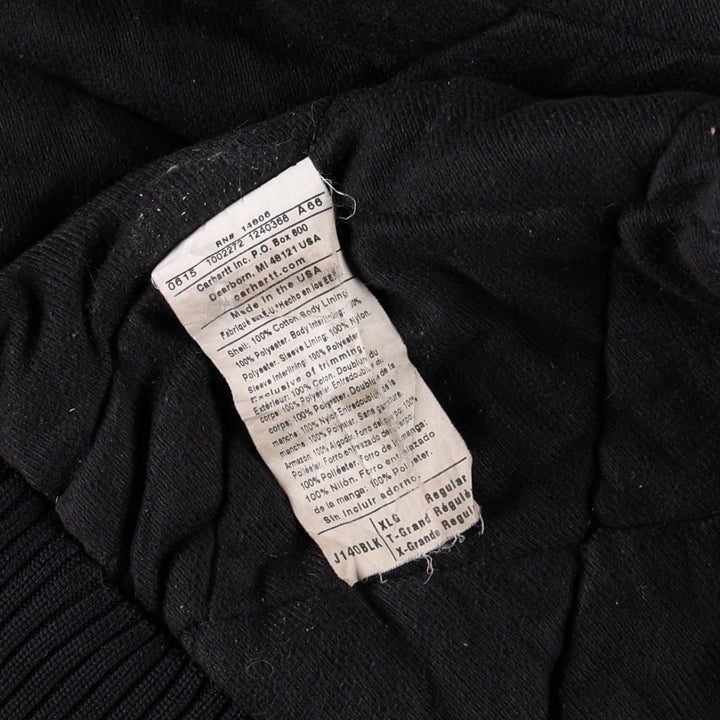 Carhartt J140 Active Jacket, Duck Full-Zip Hoodie, Made in USA, Men's Size XL (approx.) cotton black type Vintage Second Hand