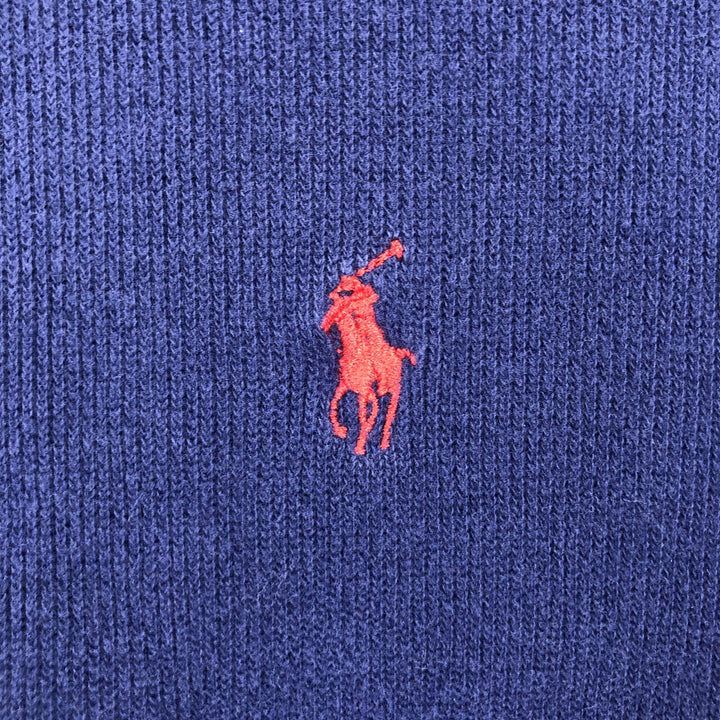 Ralph Lauren POLO by Ralph Lauren One-Point Logo Sweatshirt, Men's Size XL (approx.), V-Neck cotton navy blue type Vintage Second Hand