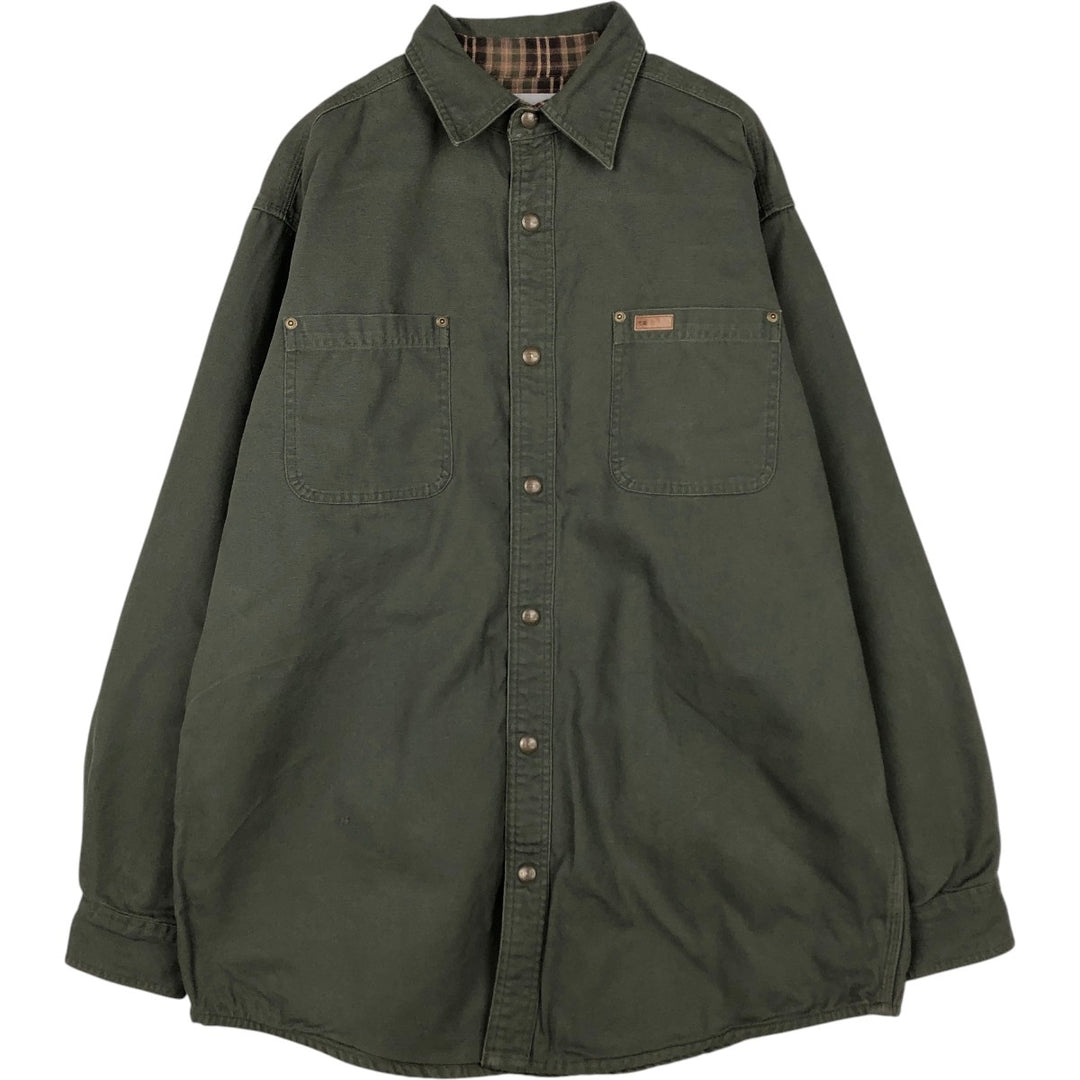 Carhartt Long Sleeve Duck Work Shirt, Men's Size L cotton Khaki type sage green Vintage Second Hand