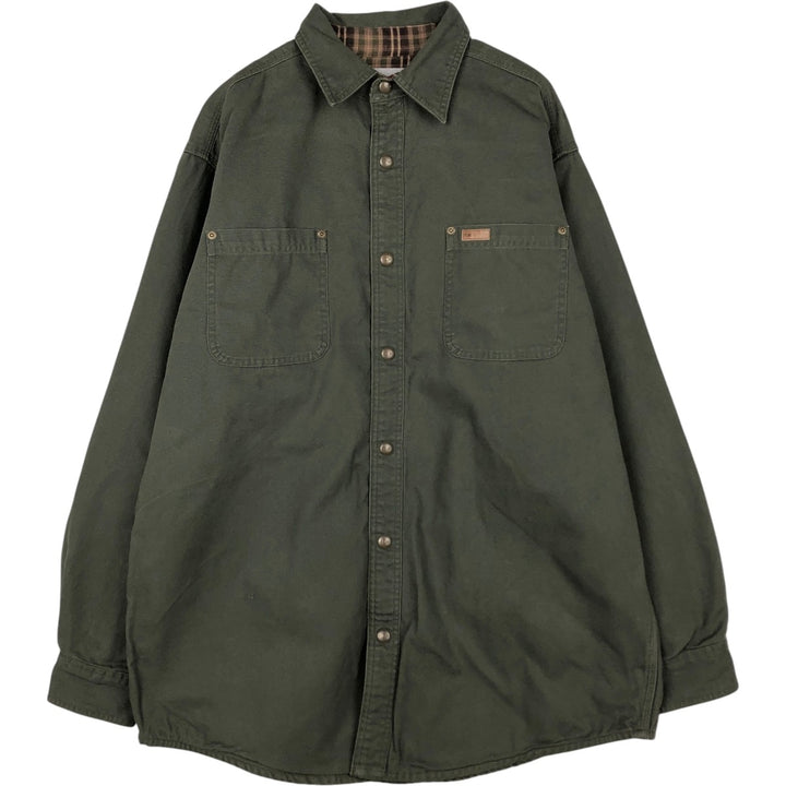 Carhartt Long Sleeve Duck Work Shirt, Men's Size L cotton Khaki type sage green Vintage Second Hand