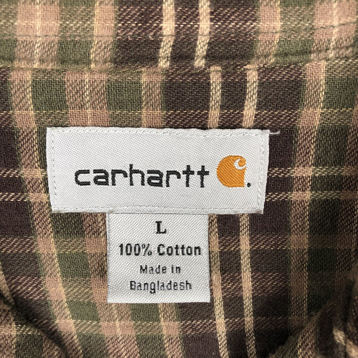 Carhartt Long Sleeve Duck Work Shirt, Men's Size L cotton Khaki type sage green Vintage Second Hand