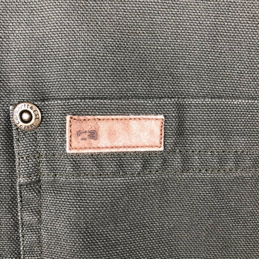 Carhartt Long Sleeve Duck Work Shirt, Men's Size L cotton Khaki type sage green Vintage Second Hand