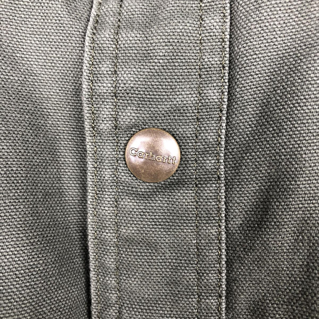 Carhartt Long Sleeve Duck Work Shirt, Men's Size L cotton Khaki type sage green Vintage Second Hand