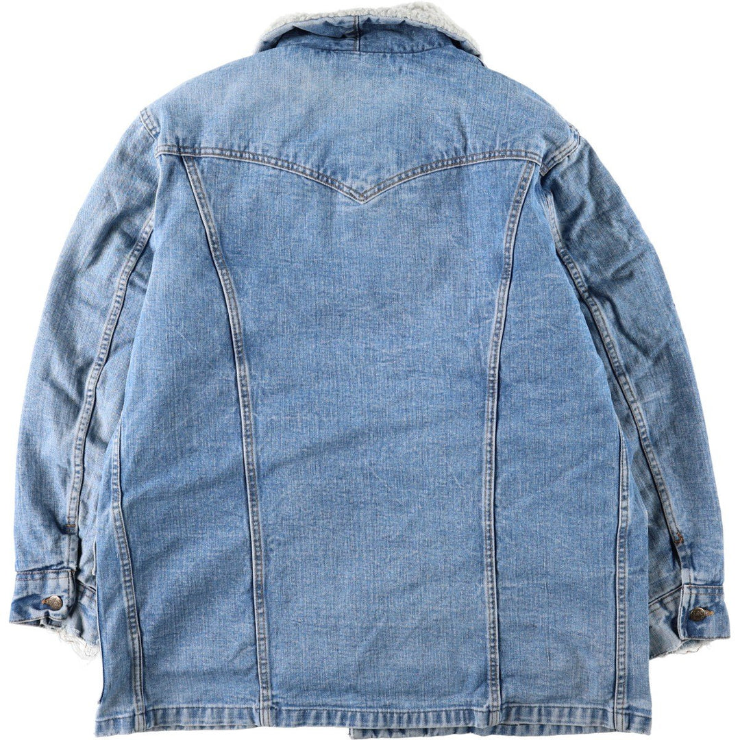 1970'S Lee Storm Rider Padded Denim Boa Jacket, Made in USA, Men's XL equivalent, Vintage unclear blue type Vintage Second Hand