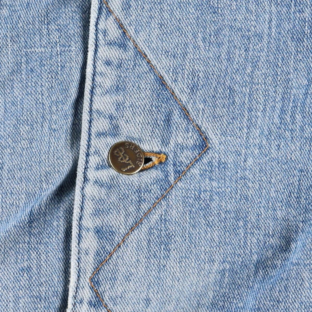 1970'S Lee Storm Rider Padded Denim Boa Jacket, Made in USA, Men's XL equivalent, Vintage unclear blue type Vintage Second Hand