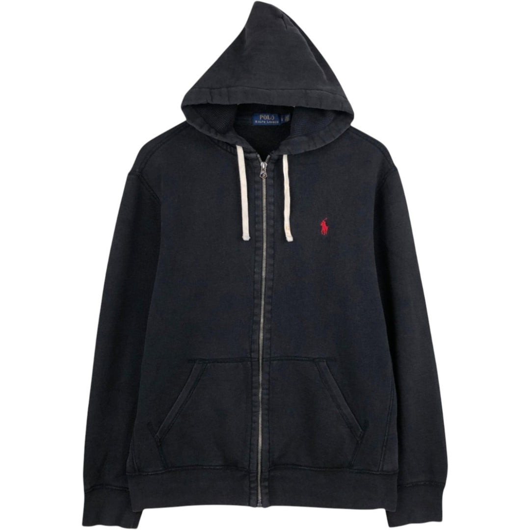 2000'S Ralph Lauren POLO RALPH LAUREN Full-Zip Sweatshirt Hoodie, Men's Size L (approx.) cotton black type Vintage Second Hand