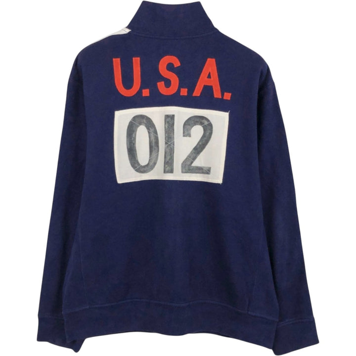 Ralph Lauren POLO by Ralph Lauren Stars and Stripes Big Pony Full-Zip Sweatshirt (Men's XL equivalent) cotton navy blue type Vintage Second Hand