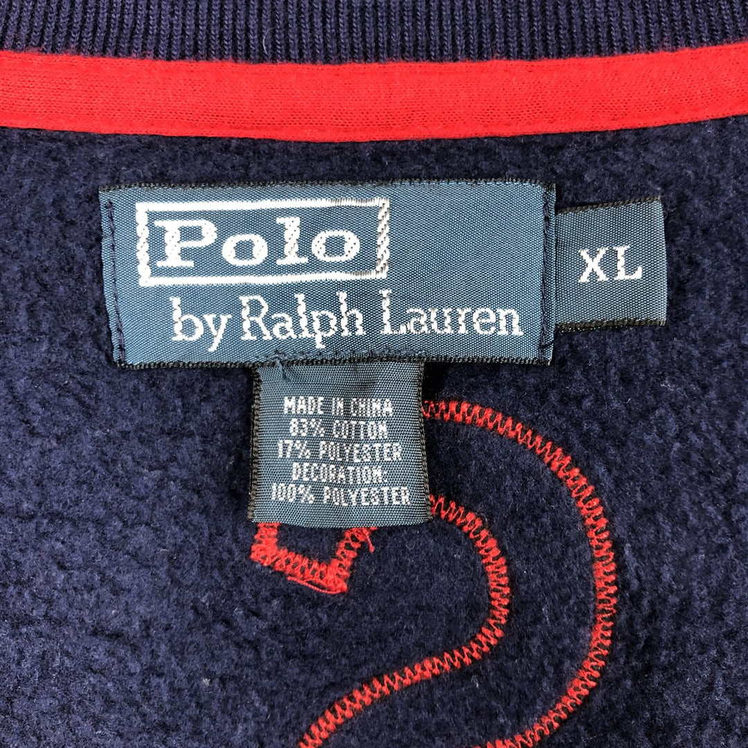 Ralph Lauren POLO by Ralph Lauren Stars and Stripes Big Pony Full-Zip Sweatshirt (Men's XL equivalent) cotton navy blue type Vintage Second Hand