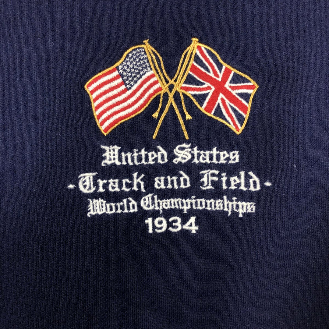 Ralph Lauren POLO by Ralph Lauren Stars and Stripes Big Pony Full-Zip Sweatshirt (Men's XL equivalent) cotton navy blue type Vintage Second Hand