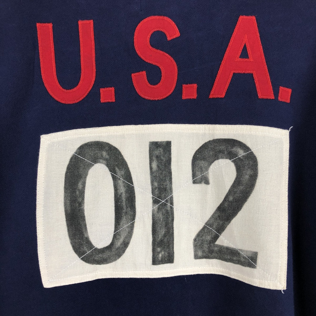 Ralph Lauren POLO by Ralph Lauren Stars and Stripes Big Pony Full-Zip Sweatshirt (Men's XL equivalent) cotton navy blue type Vintage Second Hand