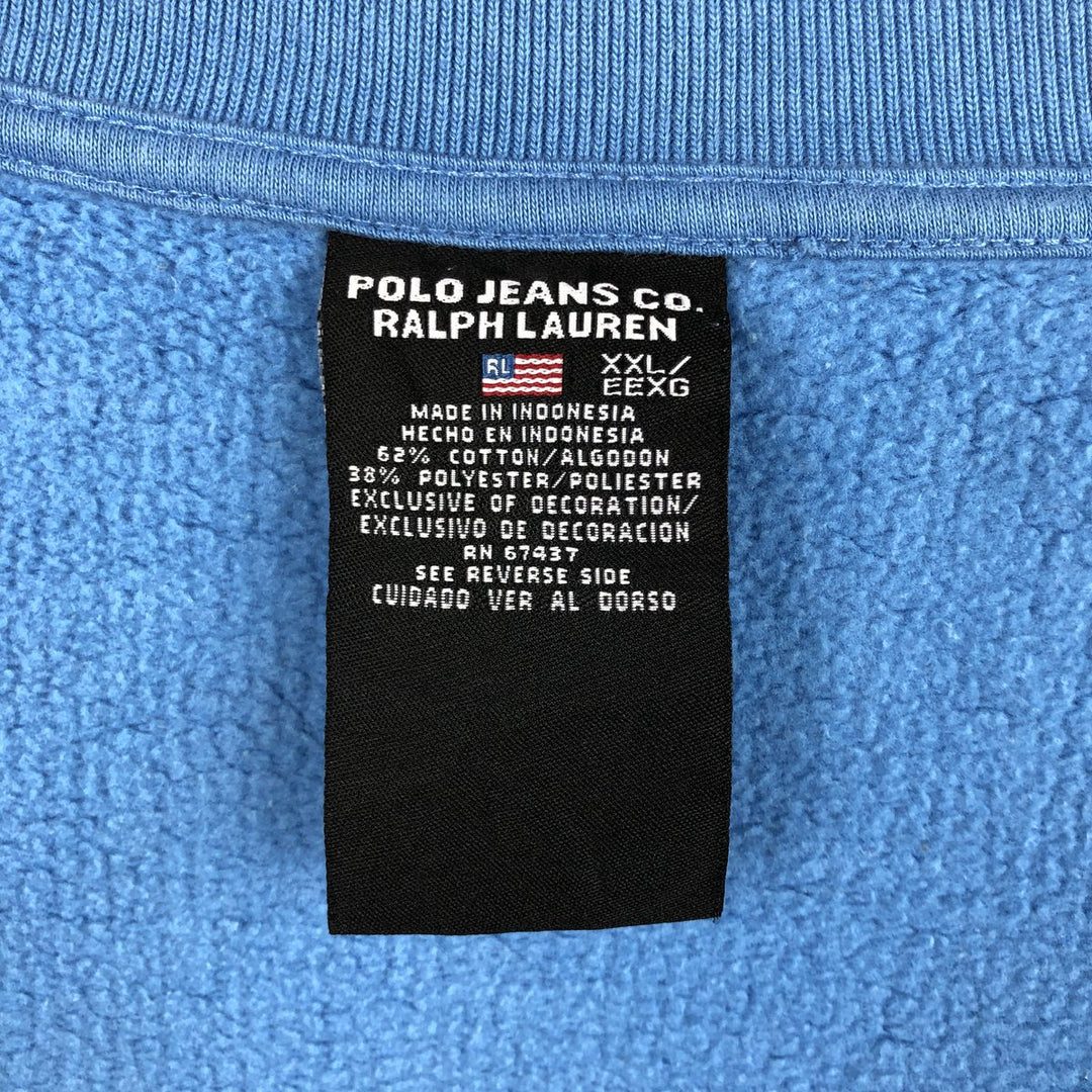 Ralph Lauren POLO JEANS COMPANY Full Zip Sweatshirt Trainer Men's XXL cotton Blue type light blue Vintage Second Hand