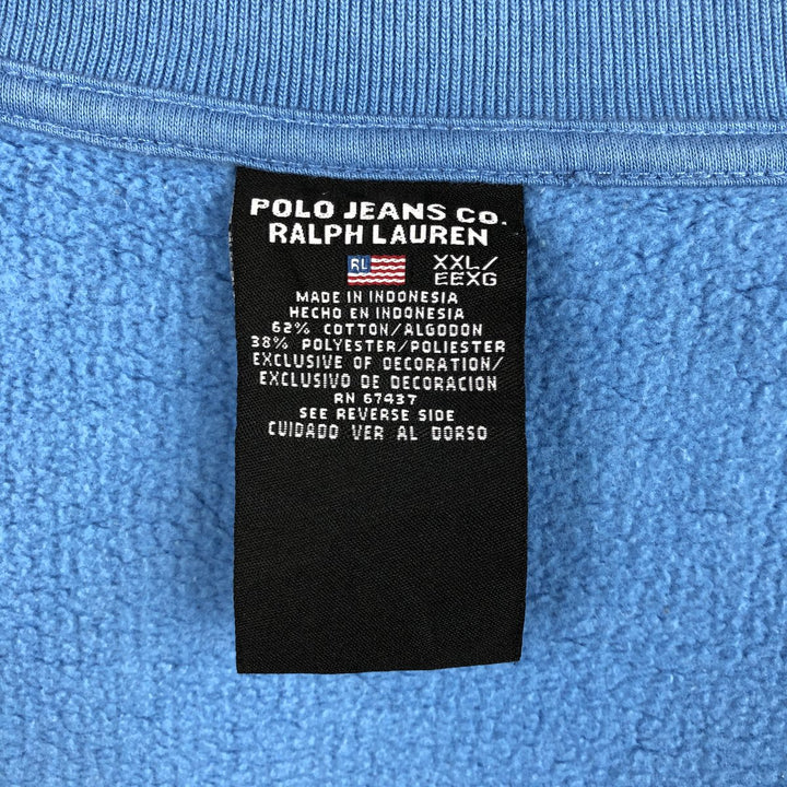 Ralph Lauren POLO JEANS COMPANY Full Zip Sweatshirt Trainer Men's XXL cotton Blue type light blue Vintage Second Hand