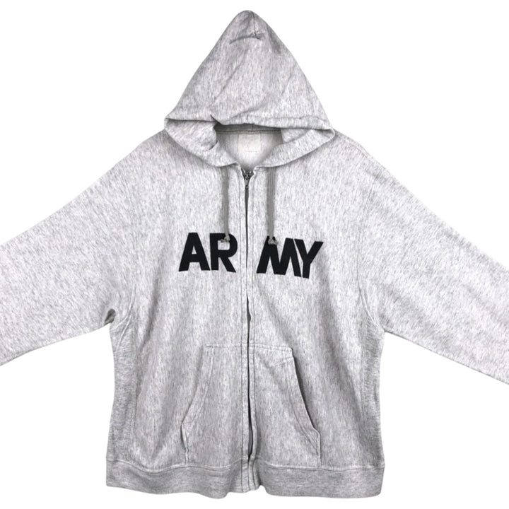 Genuine US Army Sweatshirt Full-Zip Hoodie, Men's Size XL unclear white type Vintage Second Hand