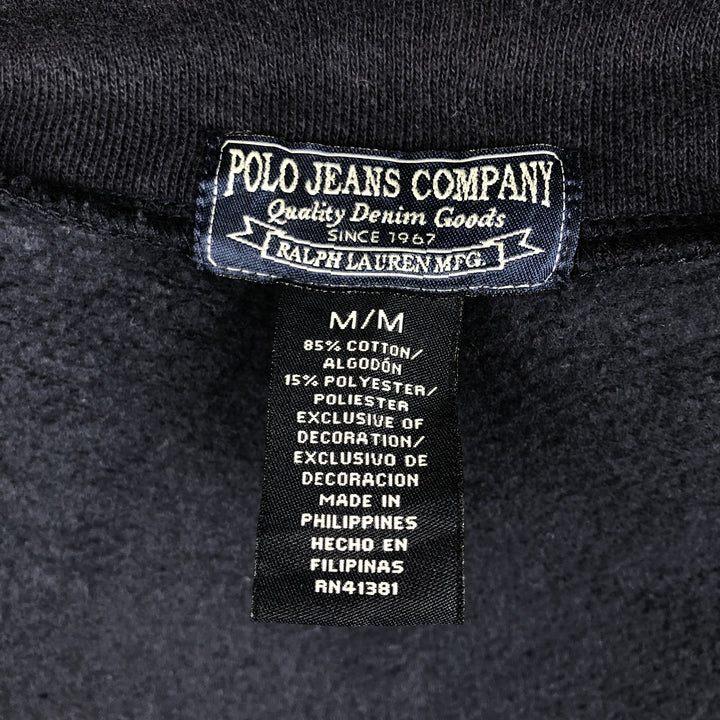Ralph Lauren POLO JEANS COMPANY Full-Zip Sweatshirt (Men's Size M) cotton navy blue type Vintage Second Hand