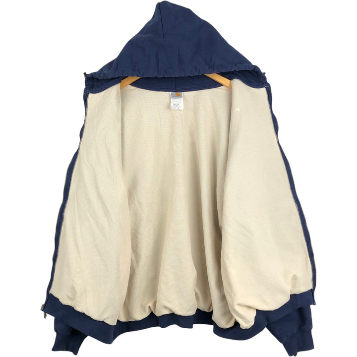 2000'S Carhartt Thermal Liner Sweat Full-Zip Hoodie, Men's XXL equivalent. cotton navy blue type Vintage Second Hand