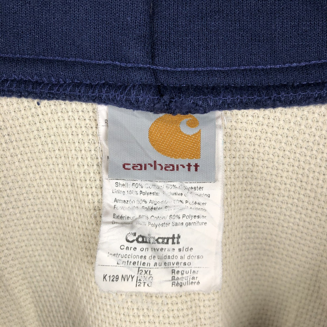 2000'S Carhartt Thermal Liner Sweat Full-Zip Hoodie, Men's XXL equivalent. cotton navy blue type Vintage Second Hand