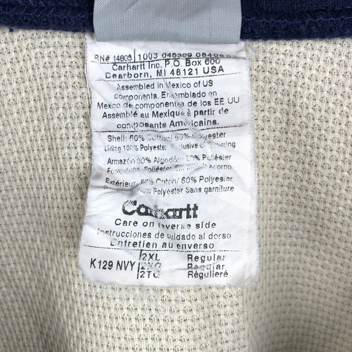 2000'S Carhartt Thermal Liner Sweat Full-Zip Hoodie, Men's XXL equivalent. cotton navy blue type Vintage Second Hand