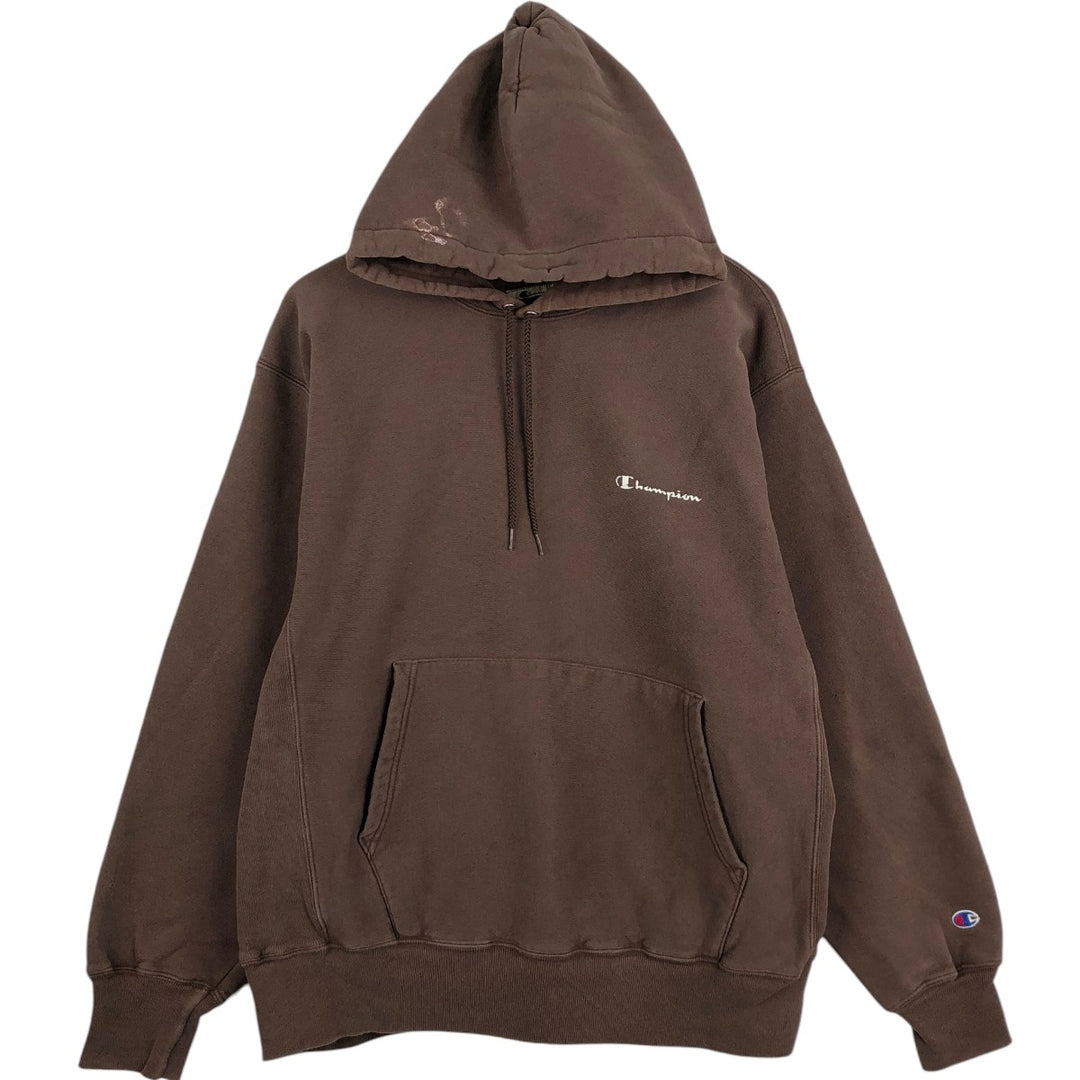 2000'S Champion PREMIUM REVERSE WEAVE Premium Reverse Weave Sweatshirt Pullover Hoodie, Men's Size L cotton brown type Vintage Second Hand