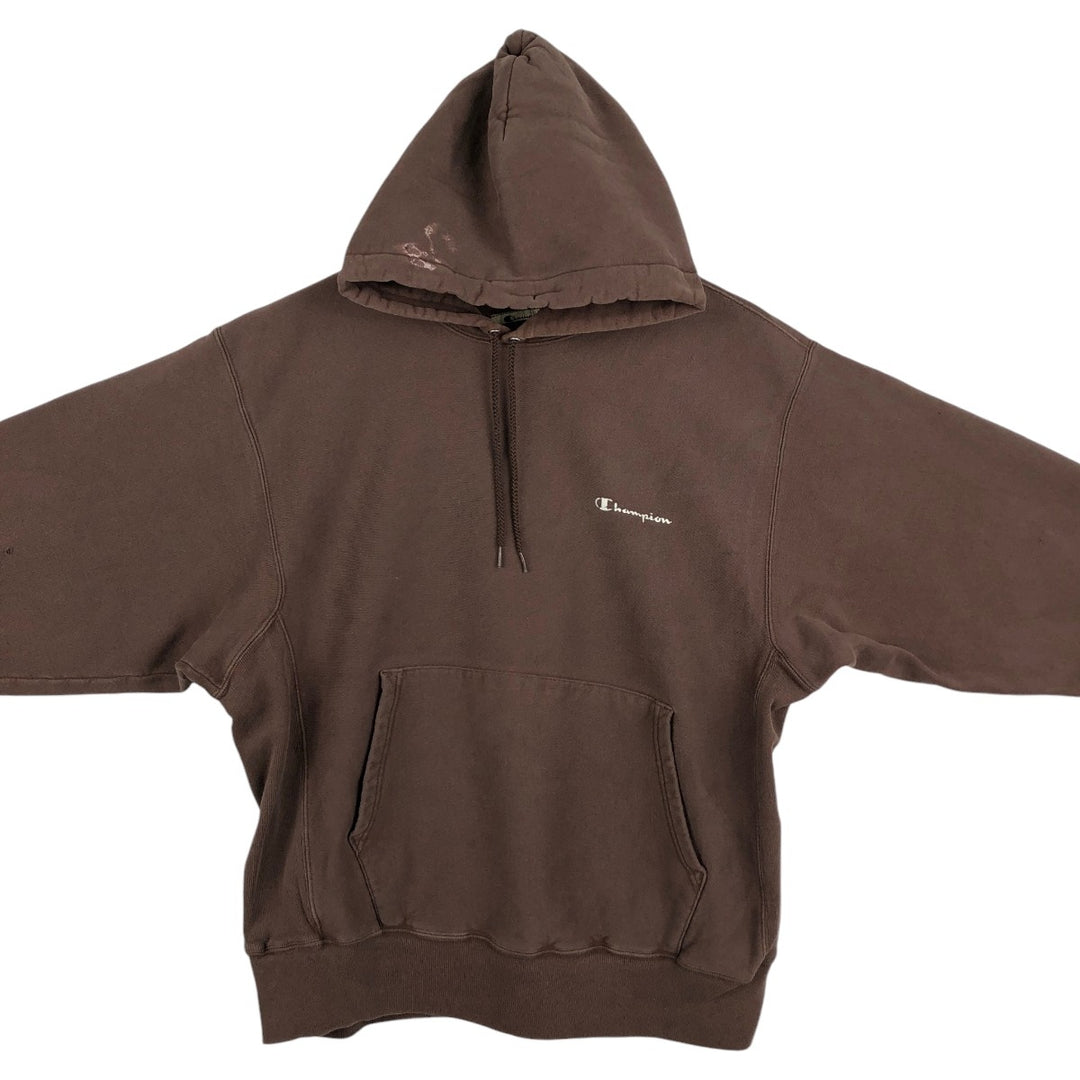 2000'S Champion PREMIUM REVERSE WEAVE Premium Reverse Weave Sweatshirt Pullover Hoodie, Men's Size L cotton brown type Vintage Second Hand