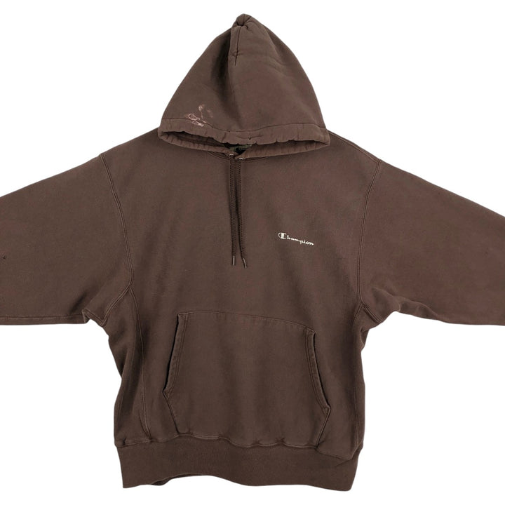2000'S Champion PREMIUM REVERSE WEAVE Premium Reverse Weave Sweatshirt Pullover Hoodie, Men's Size L cotton brown type Vintage Second Hand
