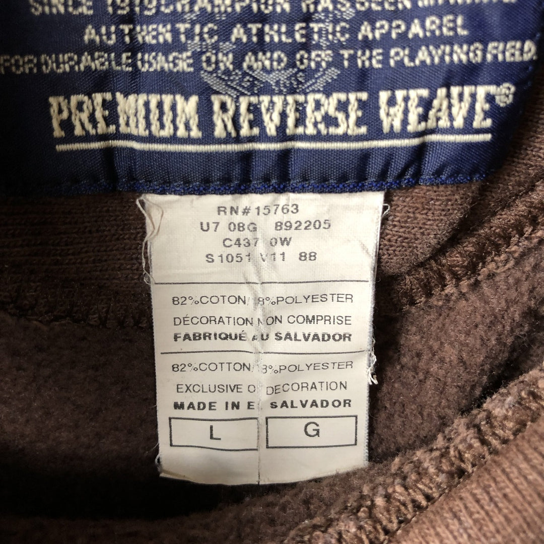 2000'S Champion PREMIUM REVERSE WEAVE Premium Reverse Weave Sweatshirt Pullover Hoodie, Men's Size L cotton brown type Vintage Second Hand