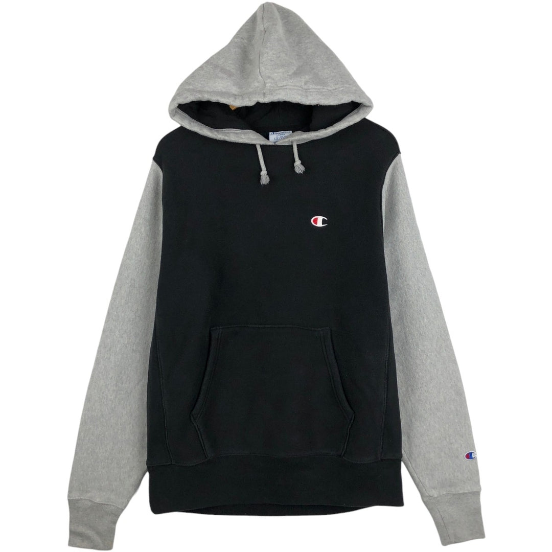 Champion REVERSE WEAVE Two-Tone Sweatshirt Pullover Hoodie (Men's Size L) cotton black type Vintage Second Hand