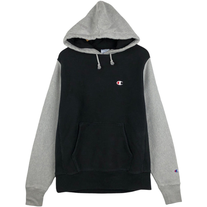 Champion REVERSE WEAVE Two-Tone Sweatshirt Pullover Hoodie (Men's Size L) cotton black type Vintage Second Hand