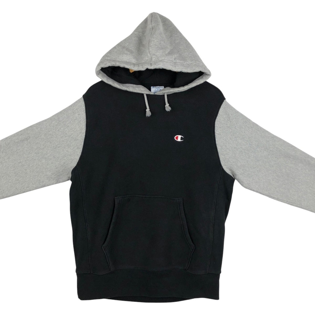 Champion REVERSE WEAVE Two-Tone Sweatshirt Pullover Hoodie (Men's Size L) cotton black type Vintage Second Hand