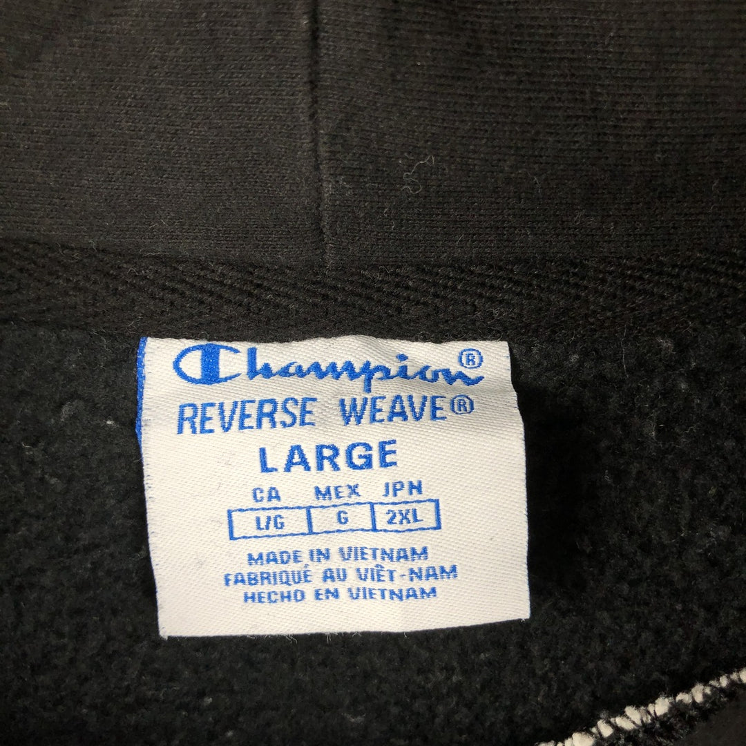 Champion REVERSE WEAVE Two-Tone Sweatshirt Pullover Hoodie (Men's Size L) cotton black type Vintage Second Hand