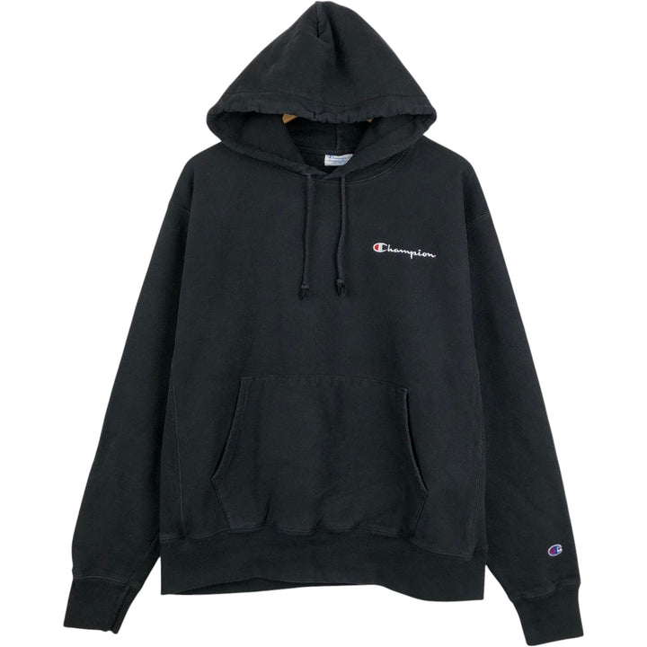 Champion REVERSE WEAVE Reverse Weave Sweat Pullover Hoodie Men's L size cotton black type Vintage Second Hand