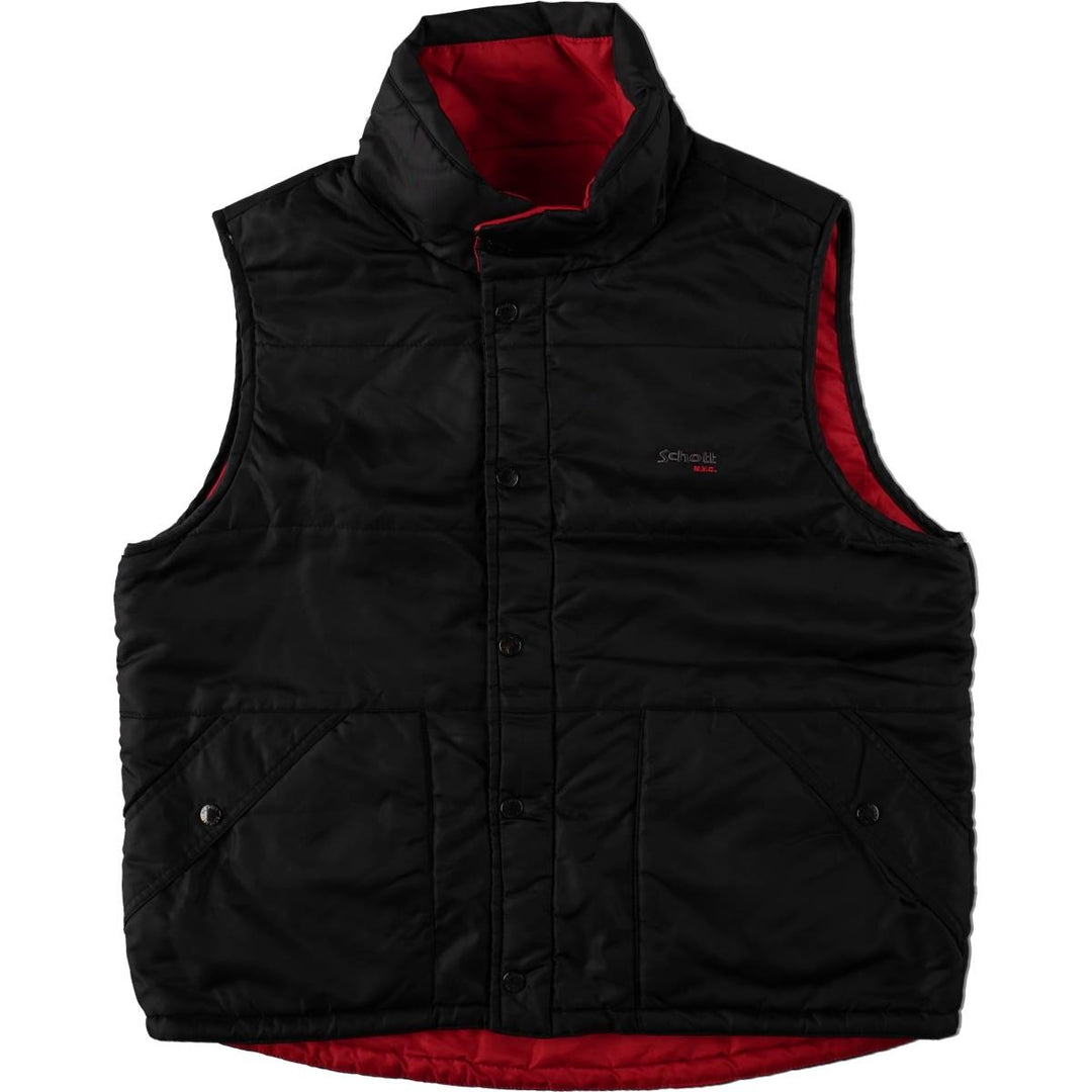Schott Reversible Padded Vest, Men's Size M (approx.) Nylon red type Vintage Second Hand