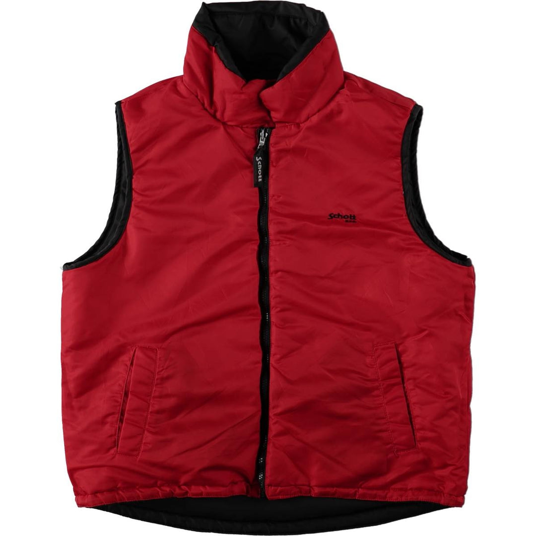 Schott Reversible Padded Vest, Men's Size M (approx.) Nylon red type Vintage Second Hand