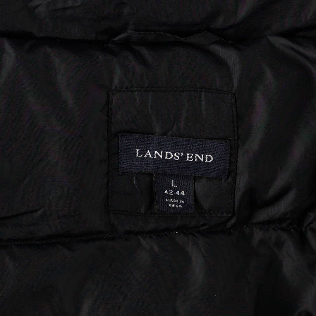 2000'S Lands' End Down Vest, Men's Size L Nylon black type Vintage Second Hand