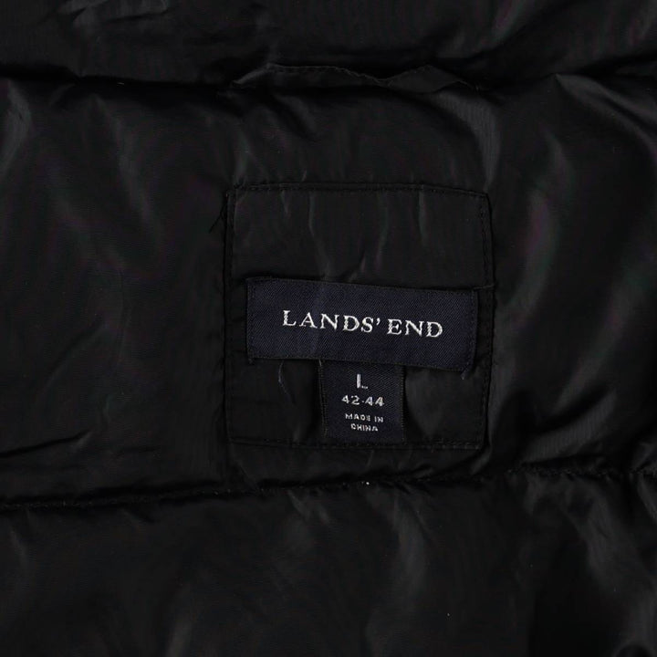 2000'S Lands' End Down Vest, Men's Size L Nylon black type Vintage Second Hand