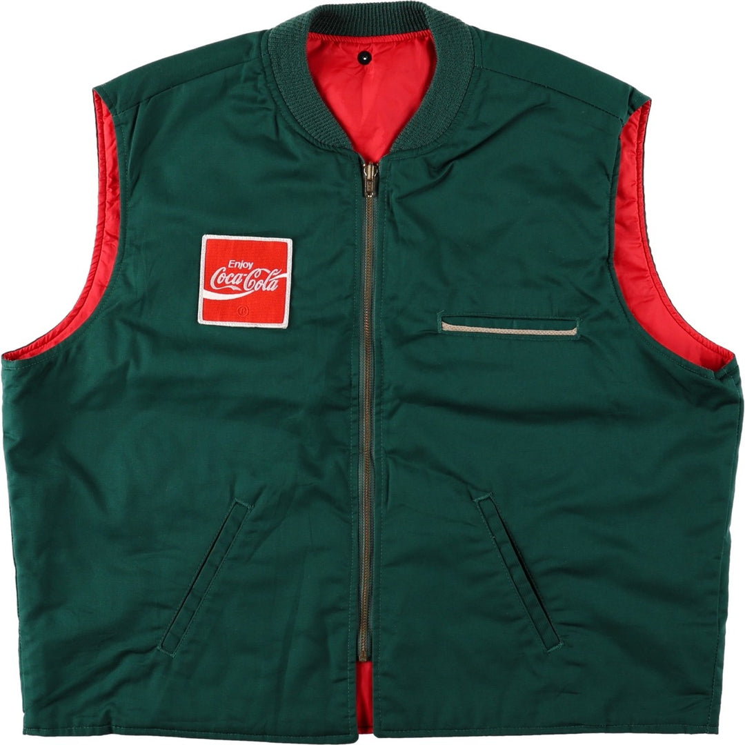 Riverside Coca-Cola Padded Advertising Work Vest, Made in USA, Men's Size XL (approx.) polyester Green type dark green Vintage Second Hand