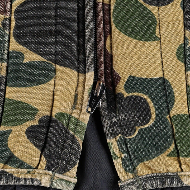 1970'S SAF-T-BAK Camouflage Pattern Duck Hunter Camo Padded Work Vest, Made in USA, Men's Size L (Equivalent), Vintage unclear Khaki type Vintage Second Hand