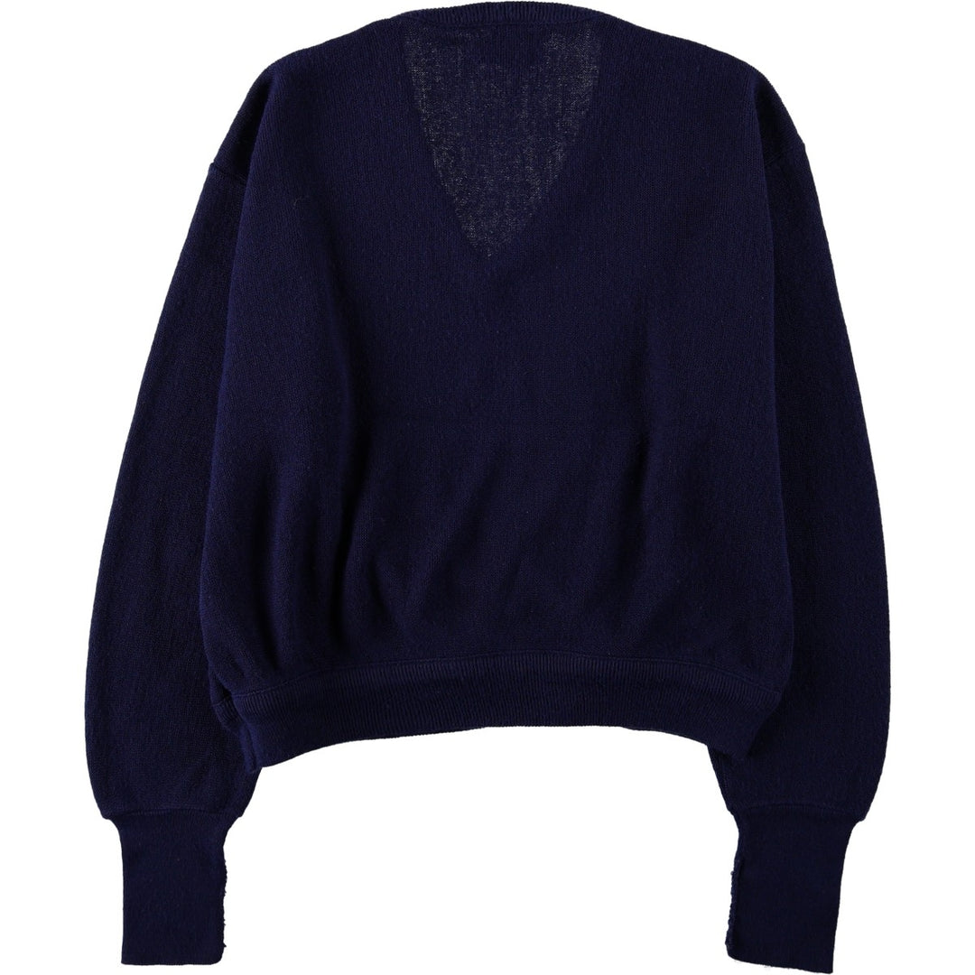 70s-80'S Lacoste IZOD V-neck acrylic knit sweater, women's size L equivalent, vintage. Oron Acrylic navy blue type Vintage Second Hand