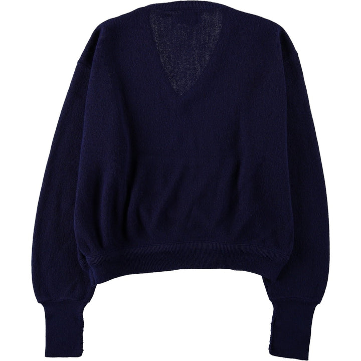 70s-80'S Lacoste IZOD V-neck acrylic knit sweater, women's size L equivalent, vintage. Oron Acrylic navy blue type Vintage Second Hand