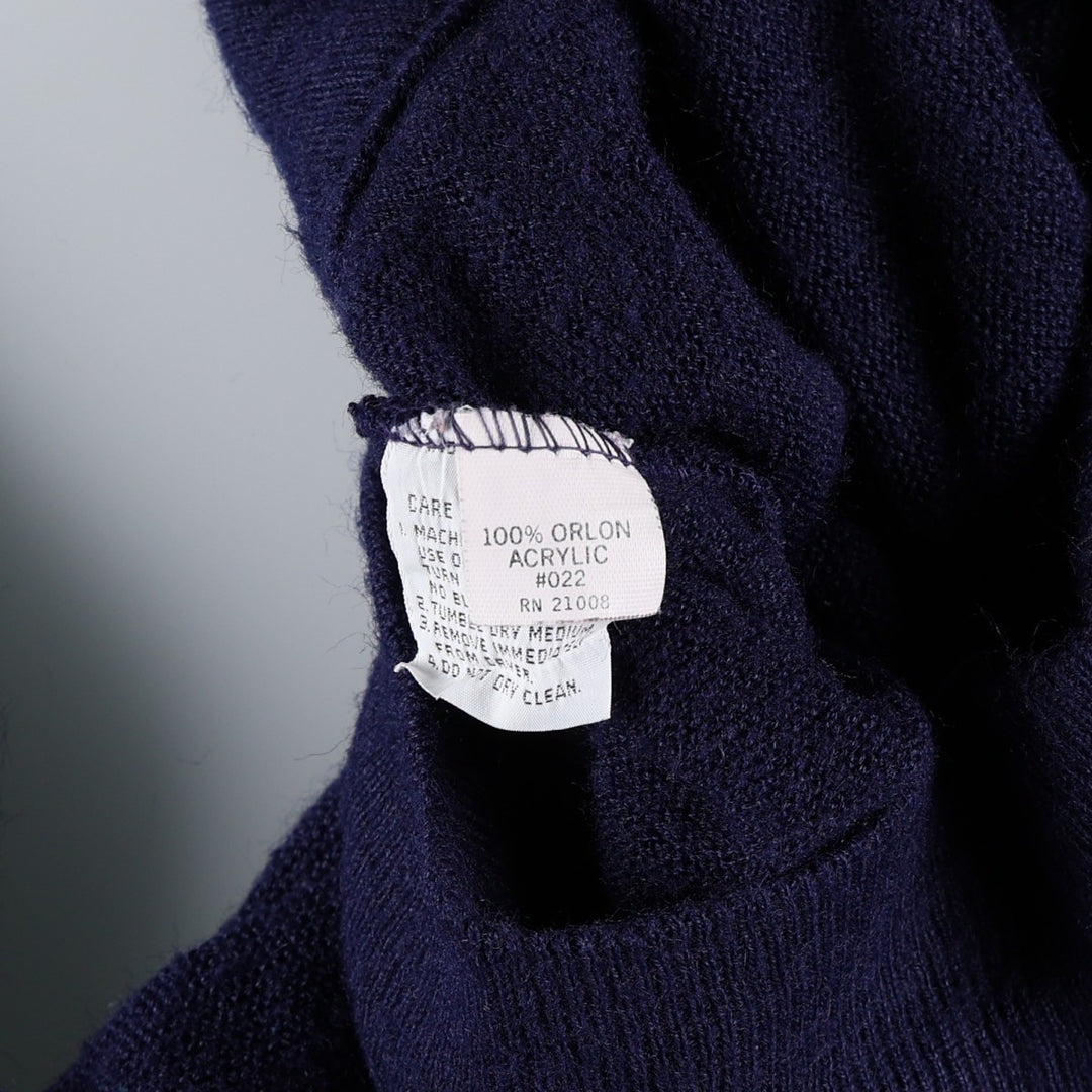 70s-80'S Lacoste IZOD V-neck acrylic knit sweater, women's size L equivalent, vintage. Oron Acrylic navy blue type Vintage Second Hand