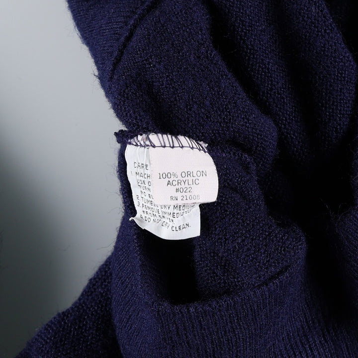 70s-80'S Lacoste IZOD V-neck acrylic knit sweater, women's size L equivalent, vintage. Oron Acrylic navy blue type Vintage Second Hand