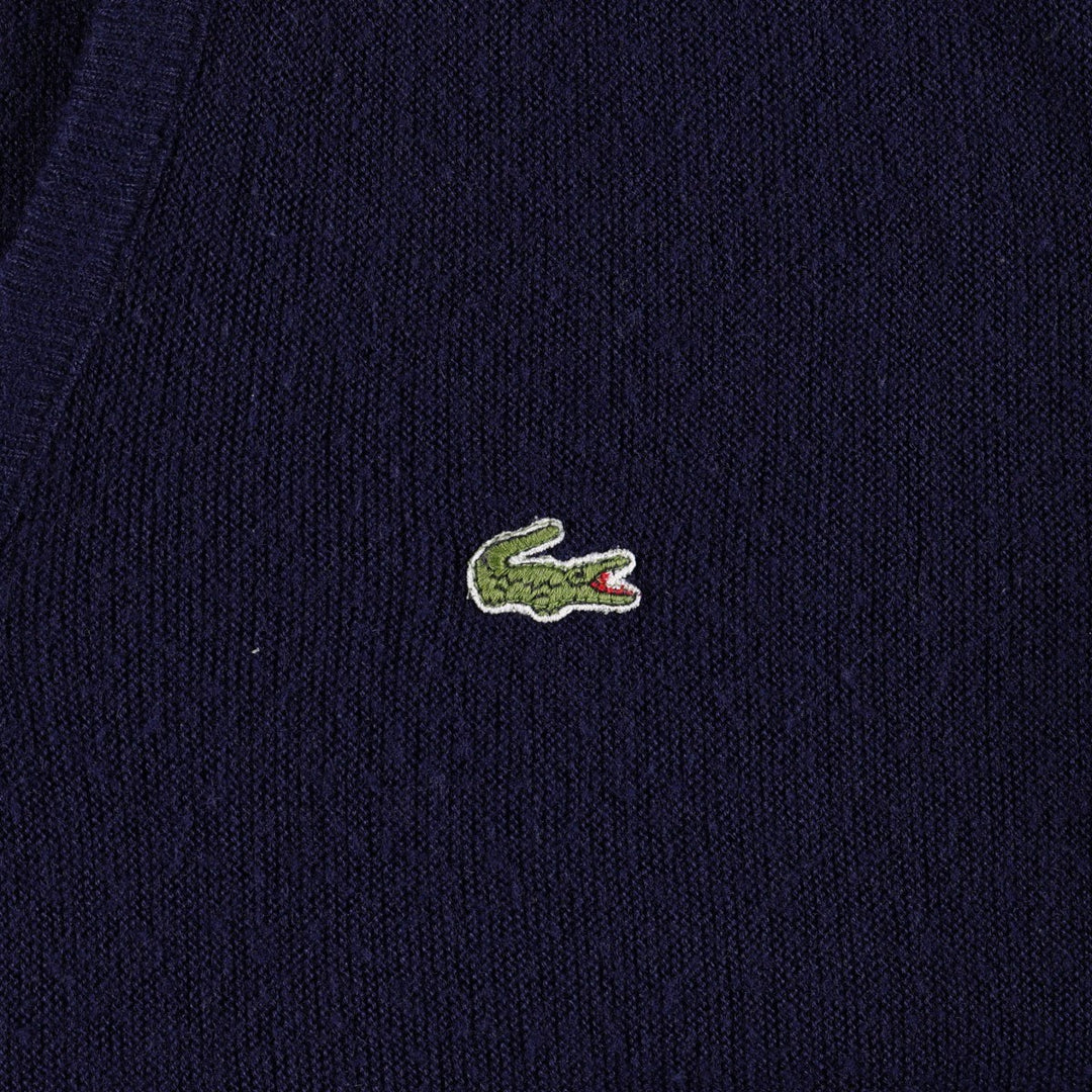 70s-80'S Lacoste IZOD V-neck acrylic knit sweater, women's size L equivalent, vintage. Oron Acrylic navy blue type Vintage Second Hand