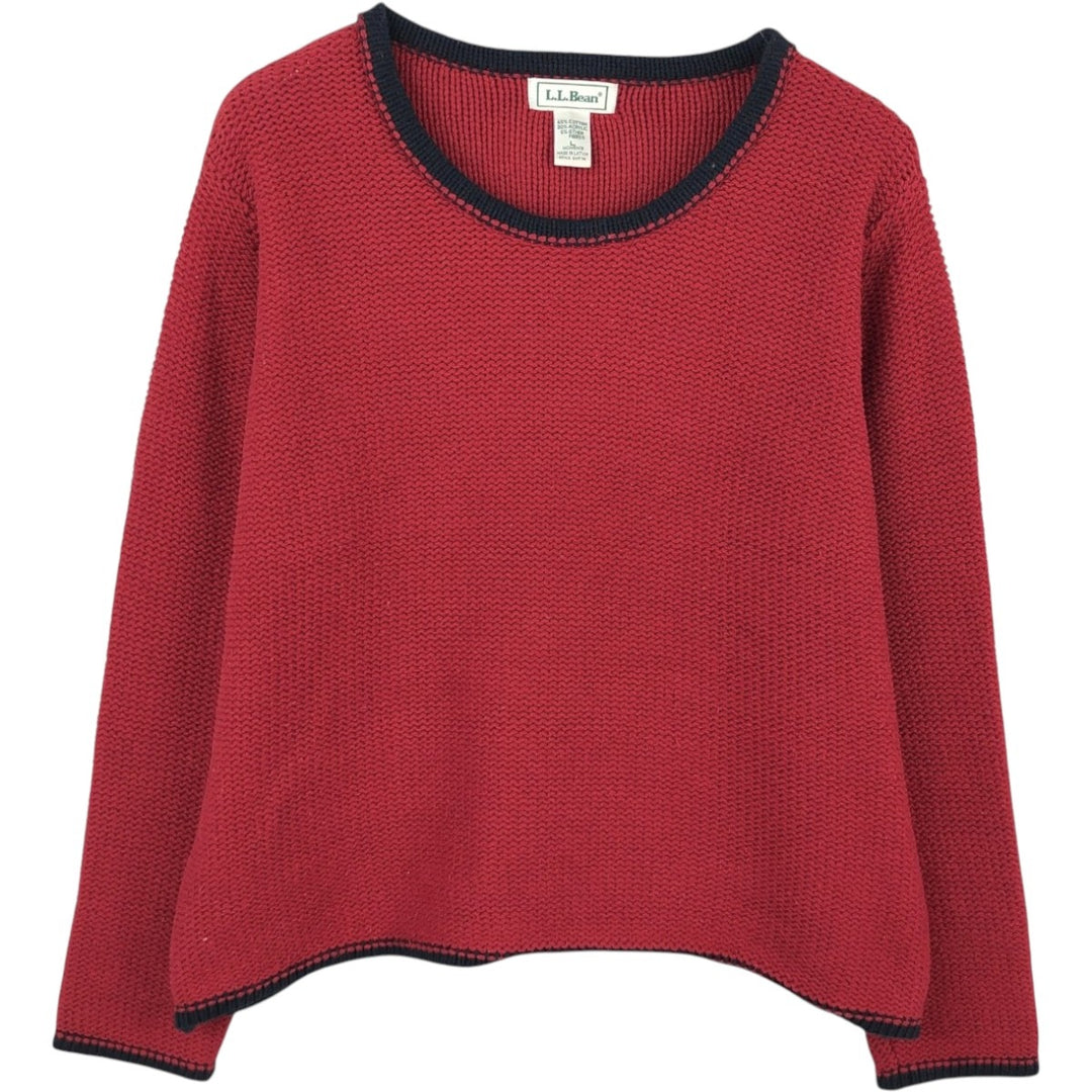 Vintage LLBean cotton knit sweater from the 1990s, women's size L (approx.). cotton red type Vintage Second Hand