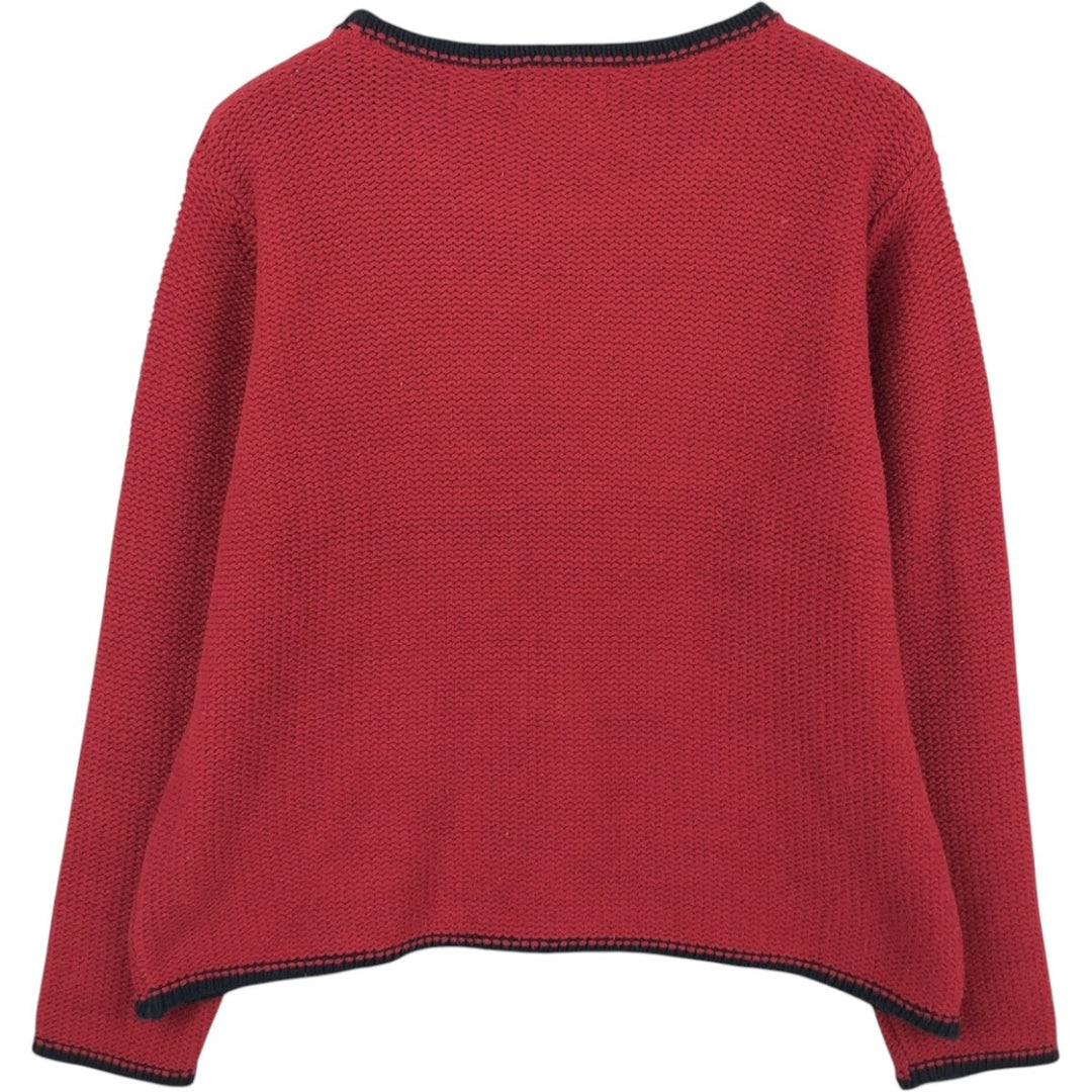 Vintage LLBean cotton knit sweater from the 1990s, women's size L (approx.). cotton red type Vintage Second Hand
