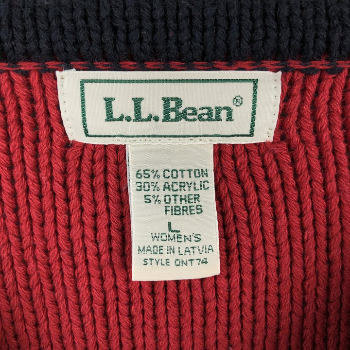Vintage LLBean cotton knit sweater from the 1990s, women's size L (approx.). cotton red type Vintage Second Hand