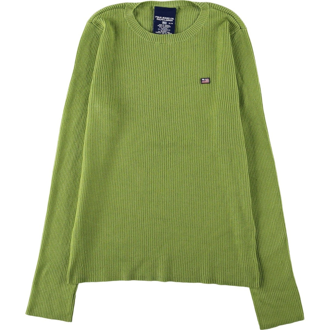 Ralph Lauren POLO JEANS COMPANY Ribbed Acrylic Knit Sweater, Women's Size M (approx.) acrylic green type yellow green Vintage Second Hand
