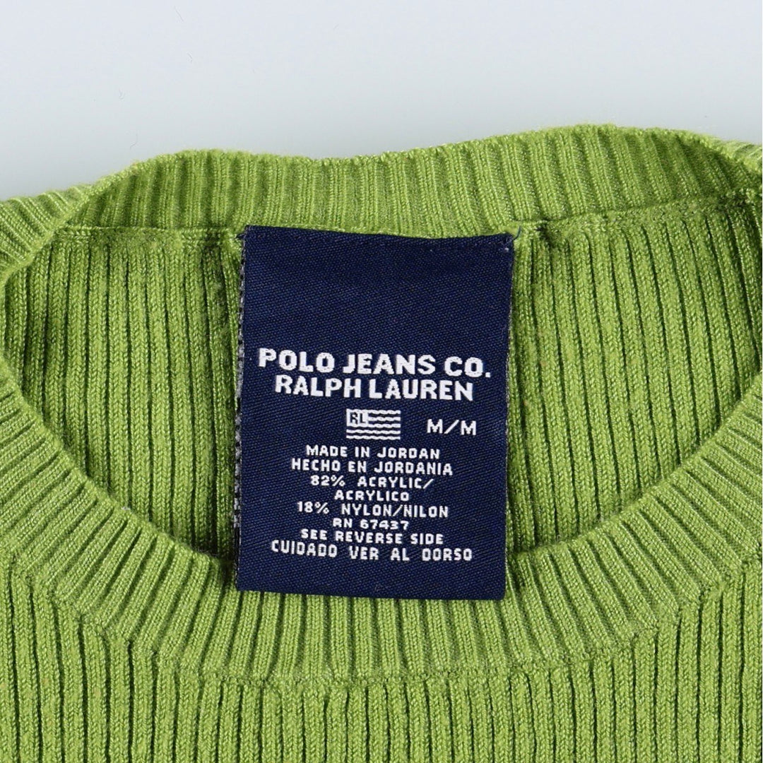 Ralph Lauren POLO JEANS COMPANY Ribbed Acrylic Knit Sweater, Women's Size M (approx.) acrylic green type yellow green Vintage Second Hand