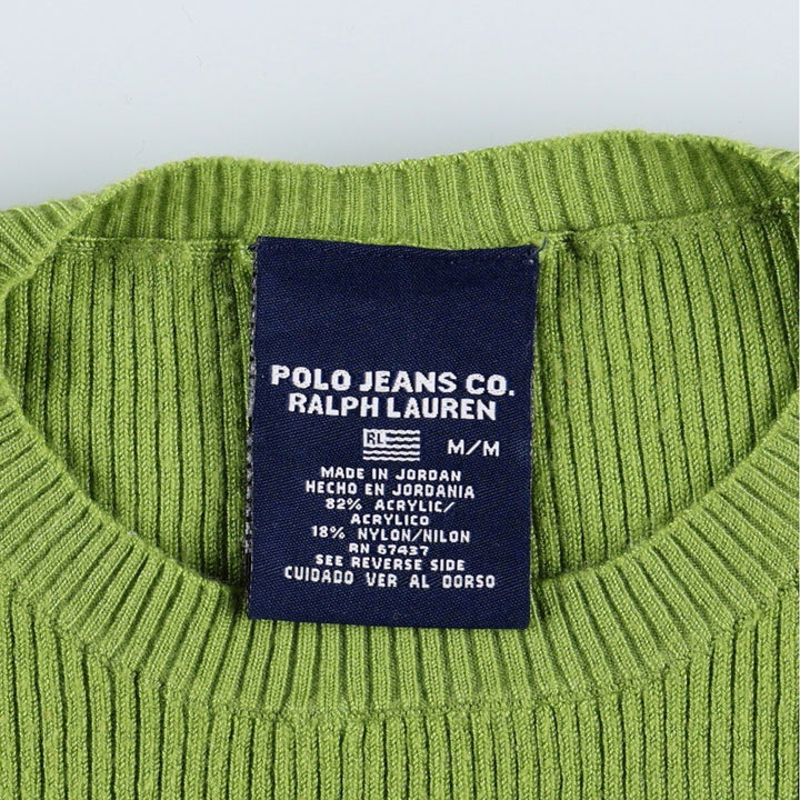 Ralph Lauren POLO JEANS COMPANY Ribbed Acrylic Knit Sweater, Women's Size M (approx.) acrylic green type yellow green Vintage Second Hand