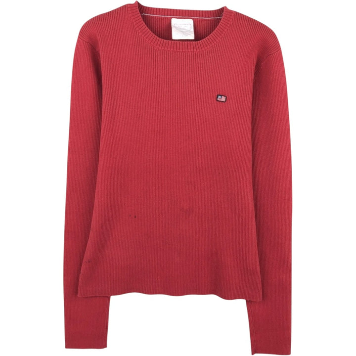 Ralph Lauren POLO JEANS COMPANY Ribbed Cotton Knit Sweater, Women's Size L (approx.) cotton red type Vintage Second Hand