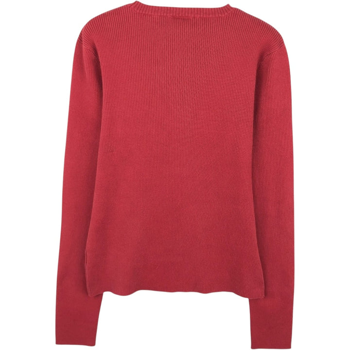 Ralph Lauren POLO JEANS COMPANY Ribbed Cotton Knit Sweater, Women's Size L (approx.) cotton red type Vintage Second Hand